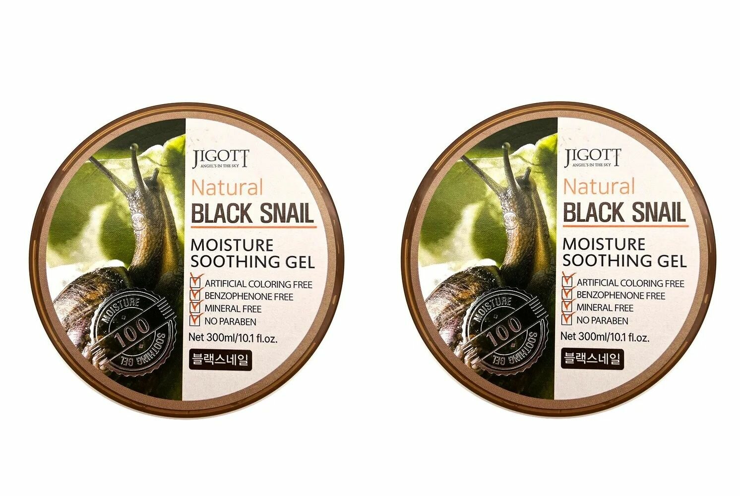 Jigott Гель для тела с экстрактом черной улитки natural black snail moisture soothing gel, 300 мл, 2 шт