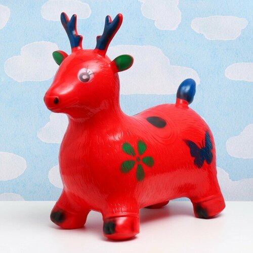 Игрушка - прыгун детская Олень резиновая надувная 50х27см красный 1724₽