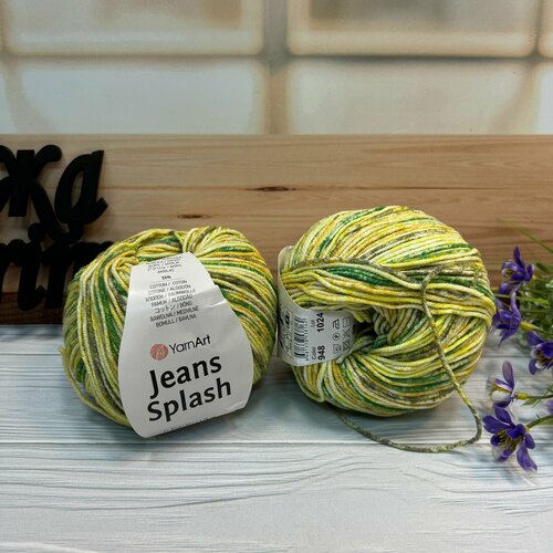 Пряжа для вязания ЯрнАрт Джинс Сплэш (YarnArt Jeans Splash) цвет 948 желто-зеленый, 50г/160 м, комплект 5 мотков.