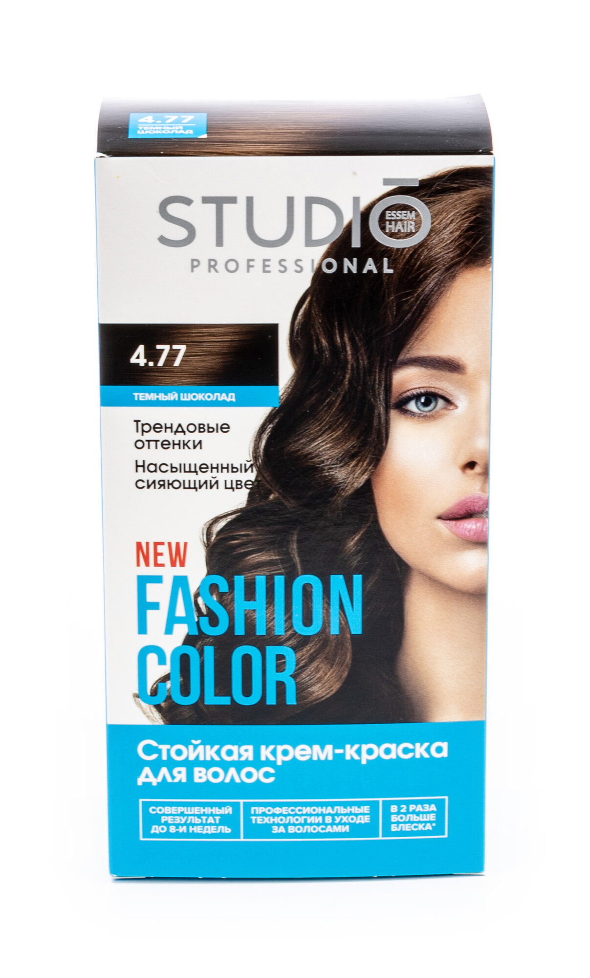 Studio Professional Essem Hair / Студио Профессионал Эссем Хаир Fashion Color Крем-краска для волос стойкая тон 4.77 темный шоколад с маслами миндаля и кокоса 115мл / красящее средство