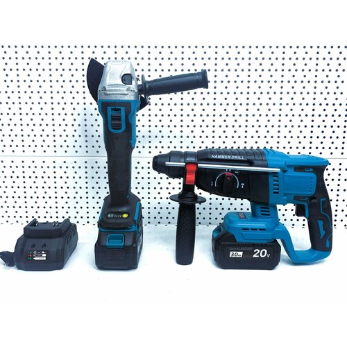 Перфоратор Болгарка УШМ аккумуляторные бесщеточные с двумя аккумуляторами 30 и зарядным устройством 12390₽