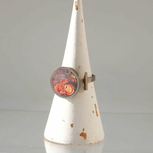 Кольцо Медведик Арт, дерево, безразмерное, фиолетовый