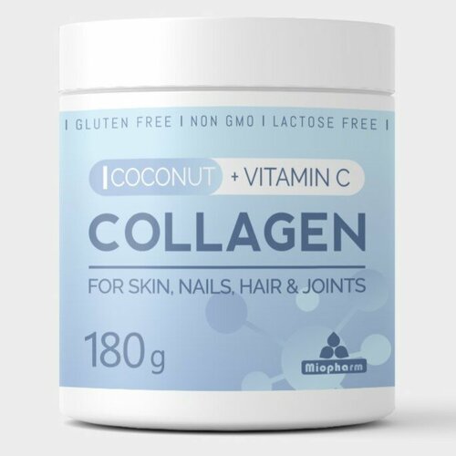 Коллаген порошок с витамином С вкус Кокос collagen vitamin c, коллаген для суставов и связок, для лица, волос, питьевой 30 порций, 180г