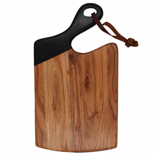 Доска разделочная из дерева акации фигурная с черной ручкой Borghouse размером 36х20 см 1368₽