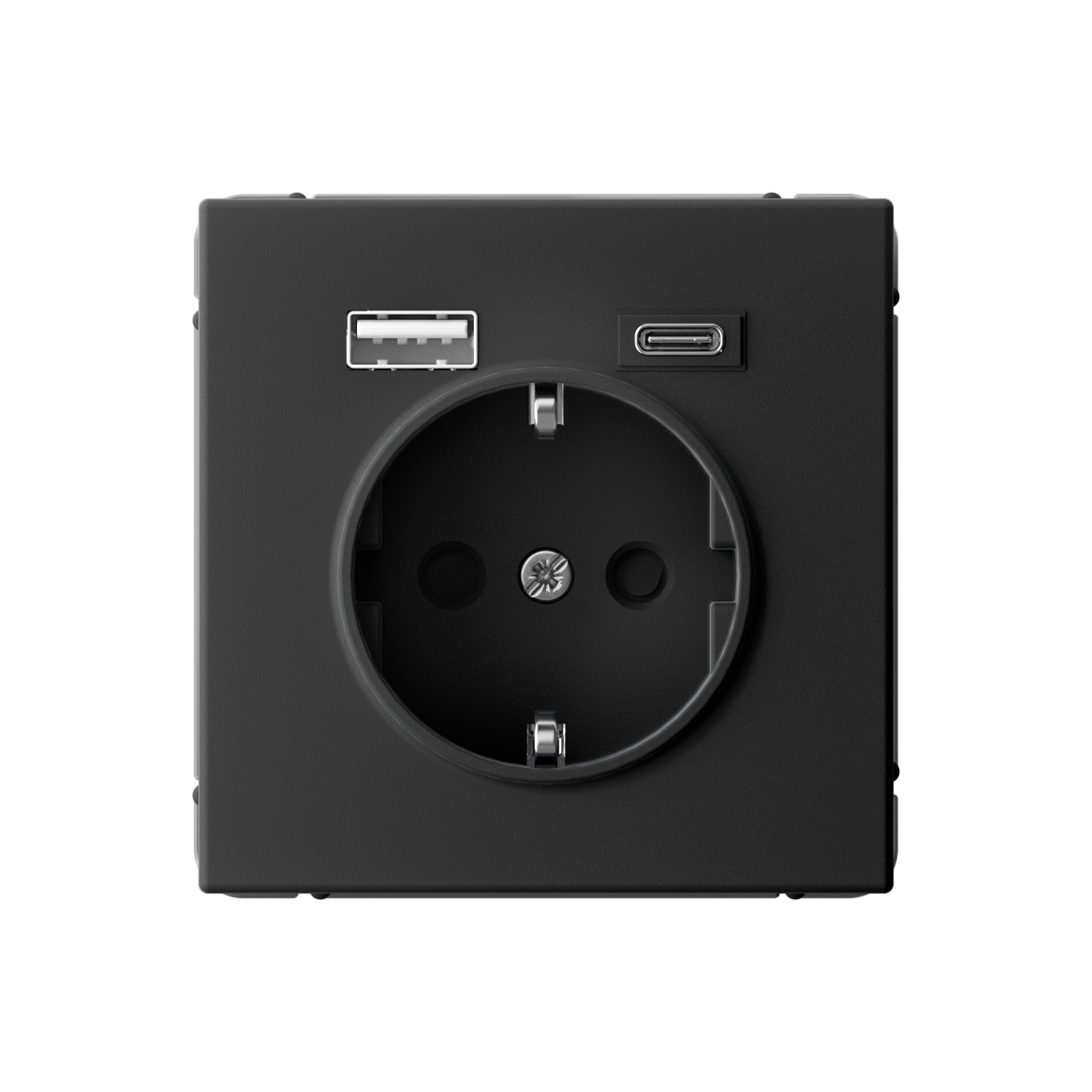 Розетка с 2 USB A+C ARTGALLERY, 16А 5В/2,4А/3,0А, 2х5В/1,5А, механизм, карбон, GAL001032