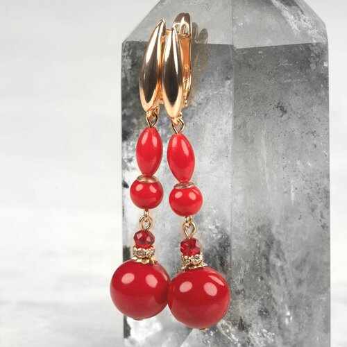 Серьги Diana Savitskaya, коралл, бордовый, красный