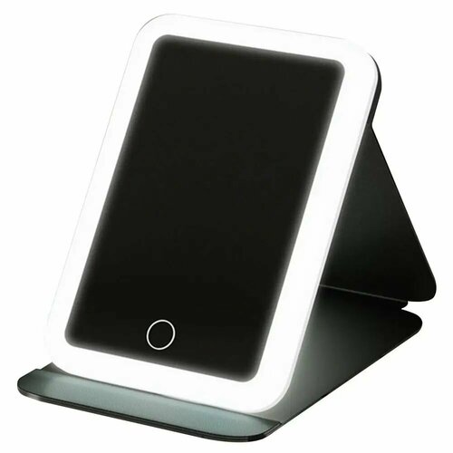 Компактное складное зеркало для макияжа с сенсорным экраном и светодиодной подсветкой Черное 1299₽