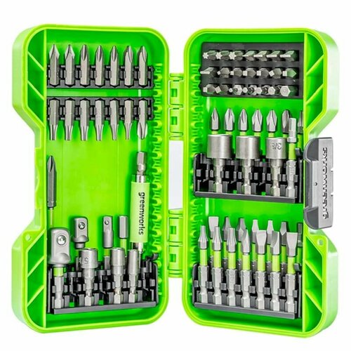 Набор бит торцевых головок и адаптеров в кейсе Greenworks 70 шт 2850₽