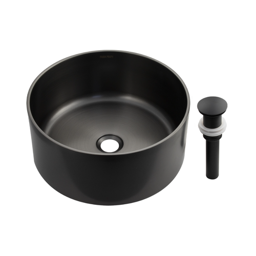 Раковина накладная круглая эксклюзив графит d 38 см толщина 12 мм глубина 160 мм из нержавеющей стали 17082₽