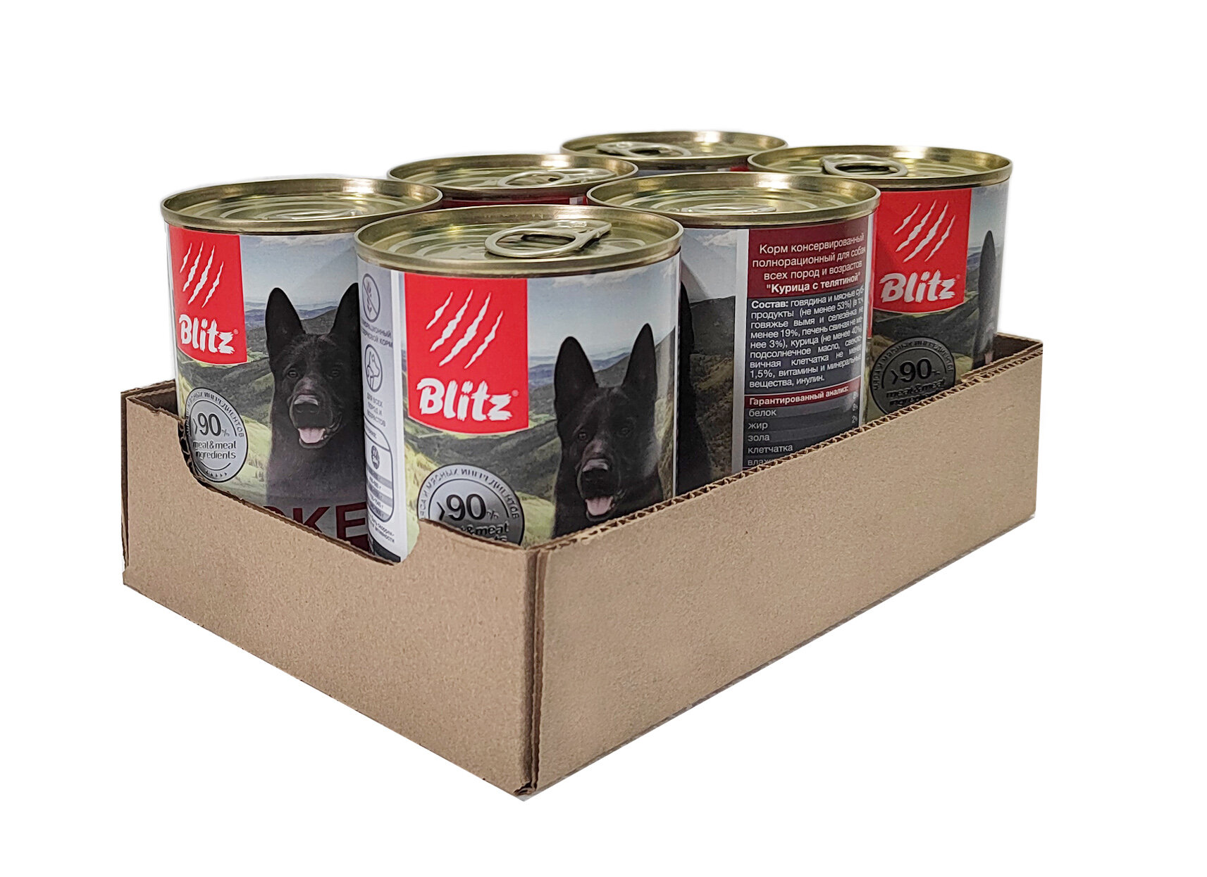 фото Набор Blitz ЖБ06 Classic 5+1 Курица с телятиной д/собак 400г (6шт*1уп)