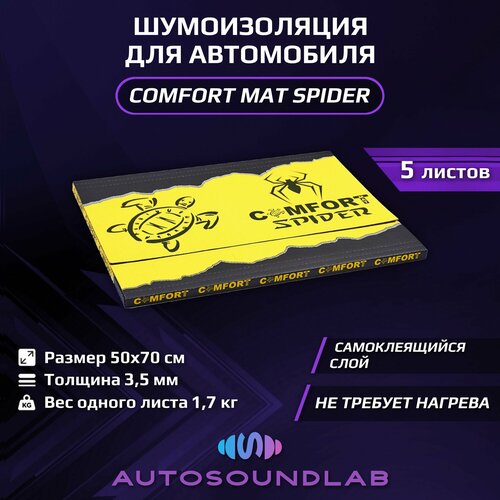 Шумоизоляция и виброизоляция для автомобиля, ComfortMat Spider (3,5 мм, 50х70 см, 5 листов)