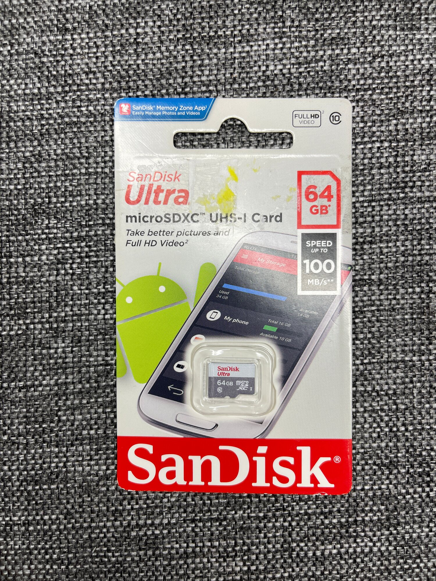 Карта памяти SanDisk microSDXC 64 ГБ Class 10, A1, UHS-I, R 100 МБ/с, 1 шт, серый