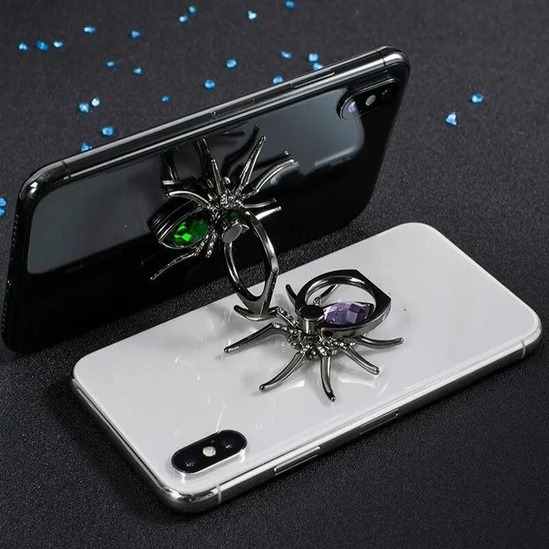 фото Ультрастильное крепление для телефона Spider-Socket, цвет зеленый/ Металлическое кольцо-держатель для смартфона