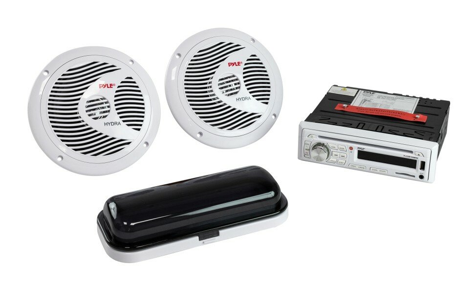 Морская акустика 1DIN PYLE PLCDBT65MRW, комплект (Москва)