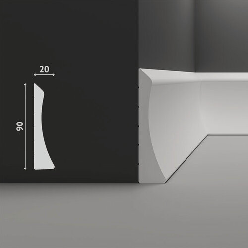 Изображение товара Плинтус дюрополимер напольный Decostar (Декостар), 90х20х2000 мм, SK45 белый