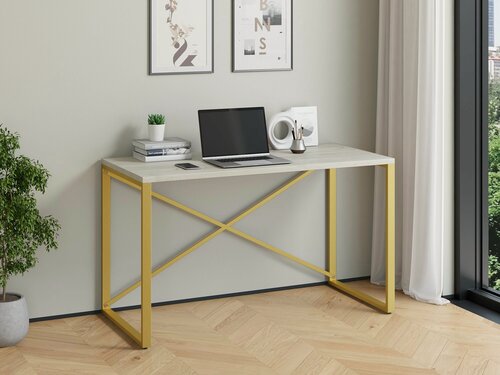 Изображение товара Стол письменный Айсберг Лофт 01 Золотой/дуб крафт белый