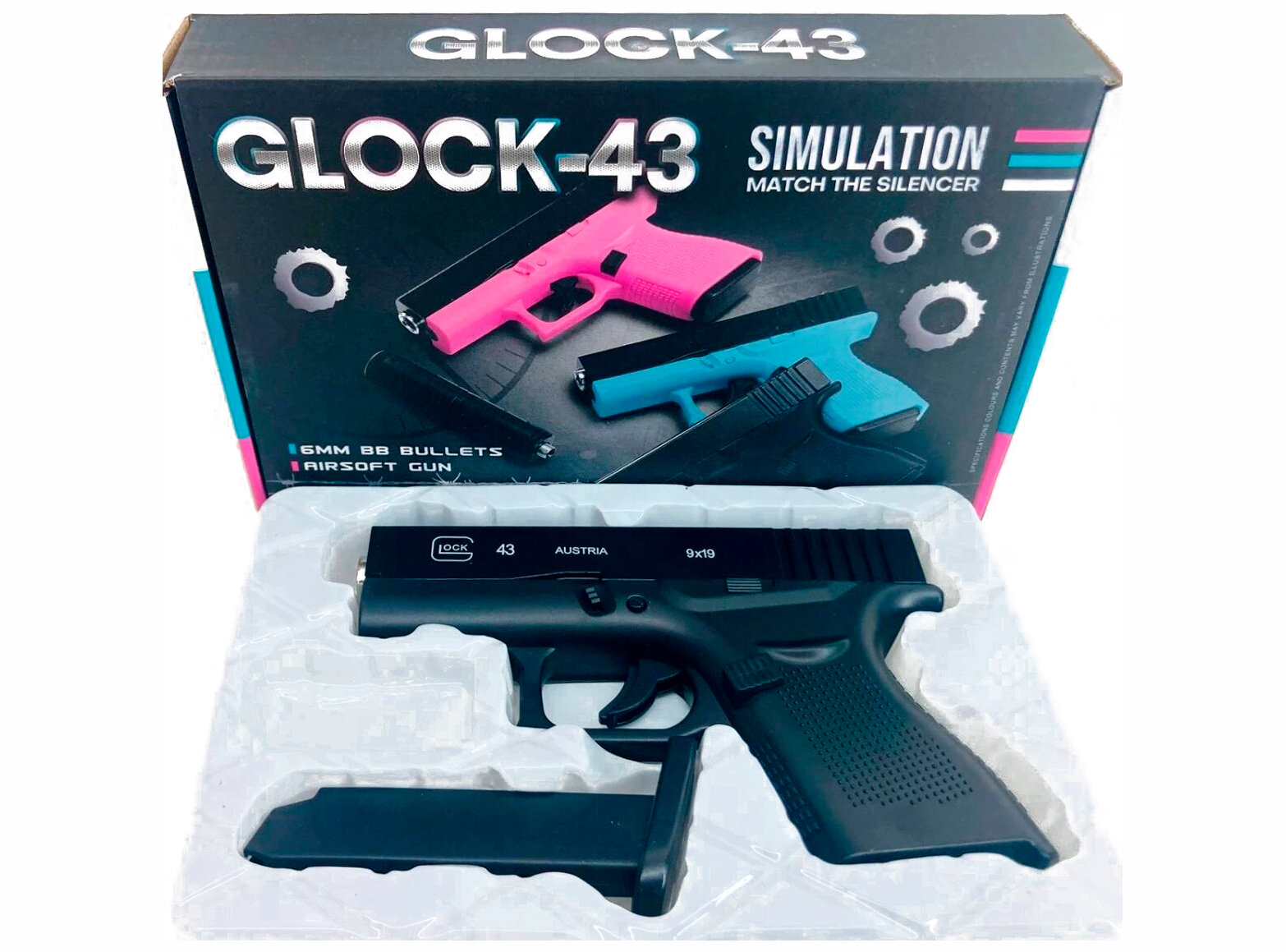 Пистолет металлический C.43 Glock-43 Austria 9х19, калибр 6 мм