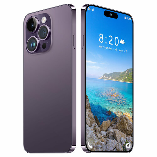 Смартфон i16ProMax поддержка русского языка Spirit Island сеть 5G память 16 ГБ1 ТБ фиолетовый 6800₽