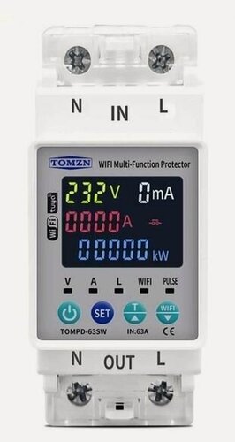 Изображение товара Реле контроля напряжения и тока с функцией УЗО, WiFi, TOMZN TOMPD-63SW, цветной экран