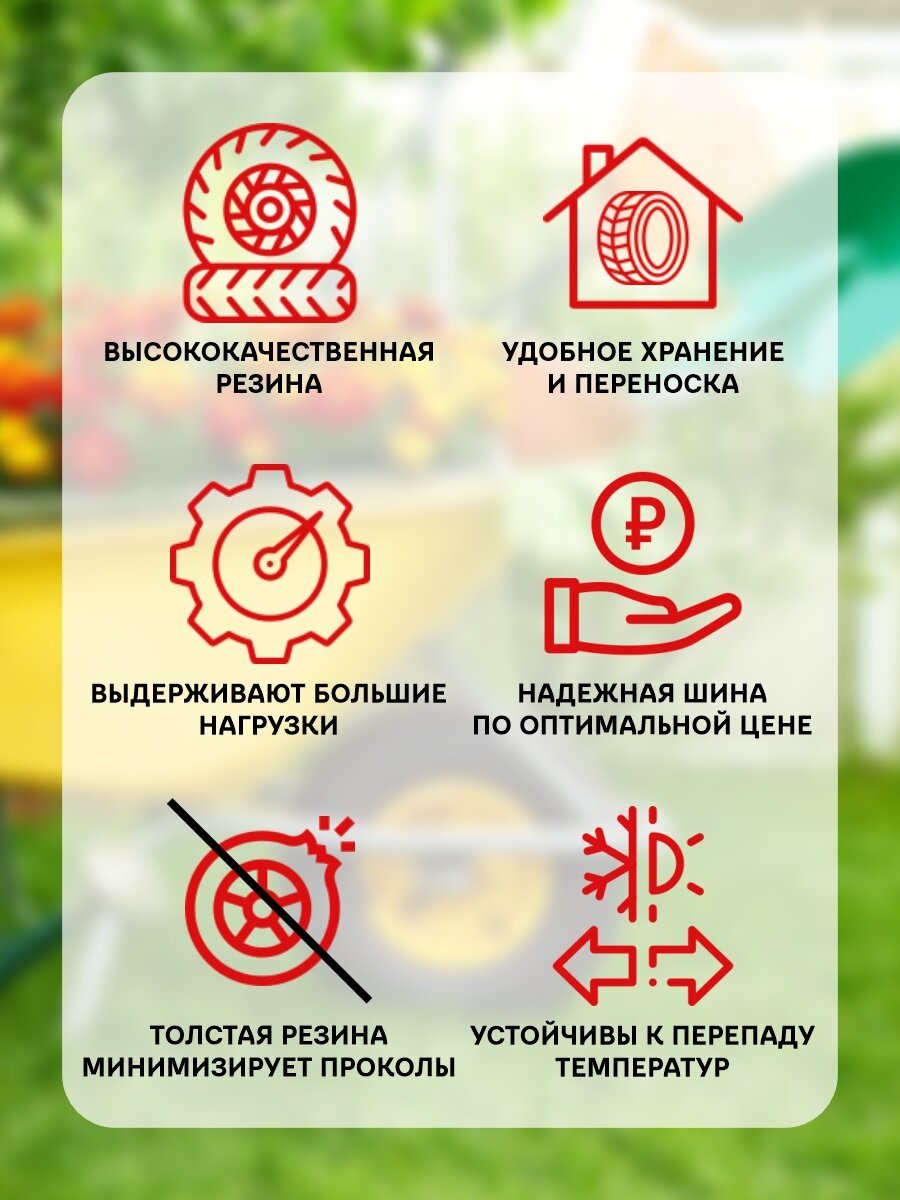 Ремкомплект для садовой тачки покрышка + камера 3.25/3.00-8 / Колесо к тележке садовой / Камера для тачки — фото 1