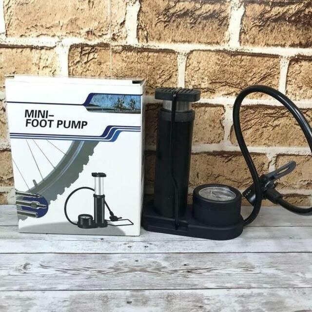 Ножной насос Mini Foot Pump, для авто, велосипеда, мотоцикла, портативный, манометр