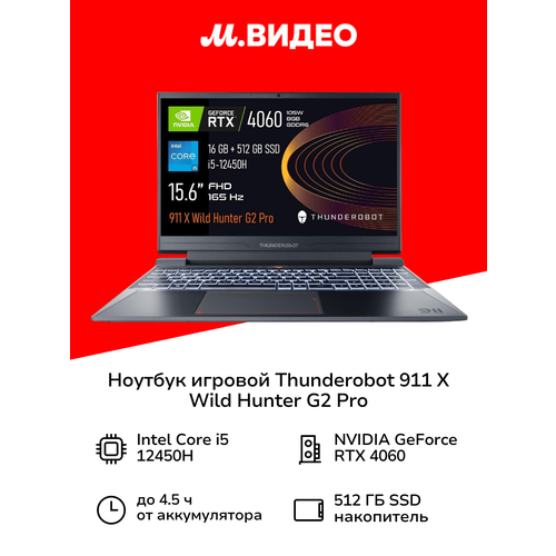 Игровой ноутбук Thunderobot 911 X Wild 16512RTX 4050WinGrey JT009500ERU 151708₽