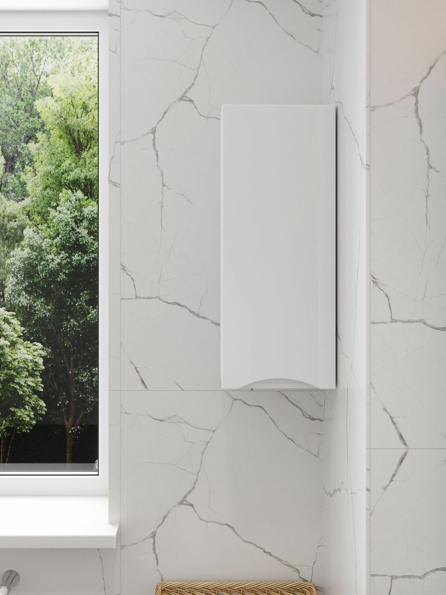 Шкаф полка для ванной комнаты FAURAplus Палермо(Анита) 30 правый белый глянцевый.