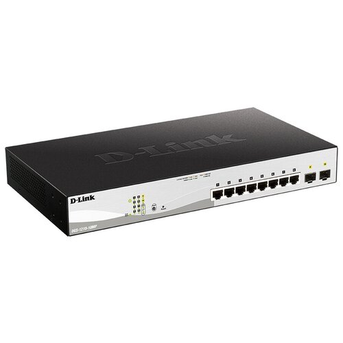 D-Link DGS-1210-10MP/FL1A Управляемый коммутатор 2 уровня с 8 портами 10/100/1000Base-T и 2 портами 1000Base-X SFP (8 портов с поддержкой PoE 802.3af/ h3c ls 6520 22sg si автономный источник питаниясервер ethernet поддерживающий 8 10 100 1000base t портов