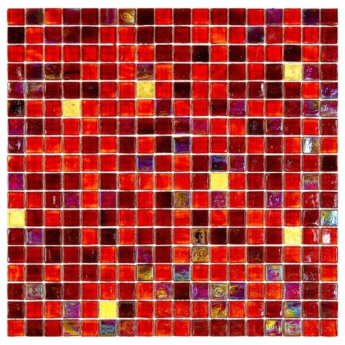Мозаика смешанного цвета чип 15 стекло Alma 06/Mizar(kit) красный темный квадрат глянцевый перламутр