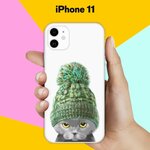 Силиконовый чехол Кот в шапке на Apple iPhone 11 - изображение