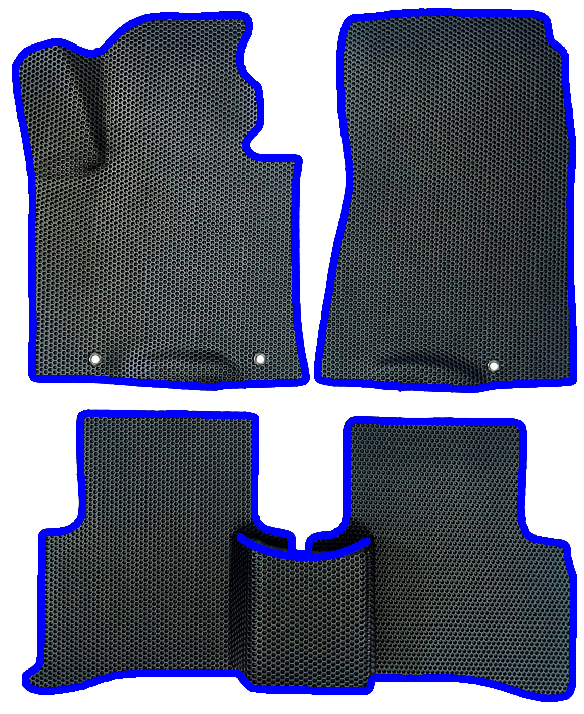 ЕВА коврики для Hyundai Tucson 3 (2015-2021) / Хендай Туссан 3 / Черные соты / Синий кант / Комплект 5 шт.