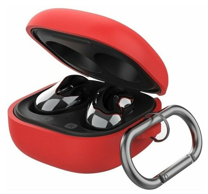 Силиконовый чехол с карабином для Samsung Galaxy Buds Live / Buds Pro, красный