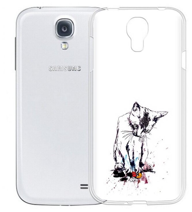 Чехол задняя-панель-накладка-бампер MyPads кот и микки для Samsung Galaxy S4 GT-i9500/i9505 противоударный