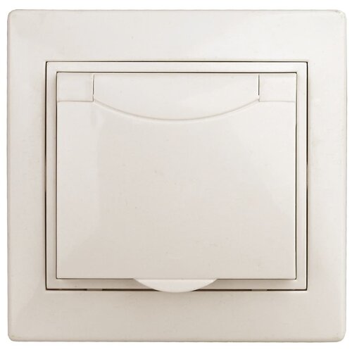 1-203-02 Intro Розетка 2P+E Schuko с крышкой, 16А-250В, IP20, СУ, Plano, слоновая кость