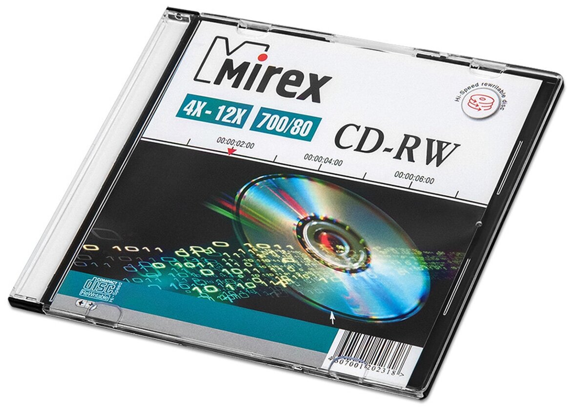 Диск CD-RW Mirex 700 Mb, 12х, Slim Case (1), (1/200)