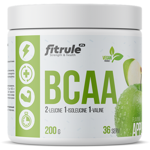 FitRule BCAA Powder (200г) Клубника-киви аминокислоты bcaa fitrule вкус клубника киви 200 грамм