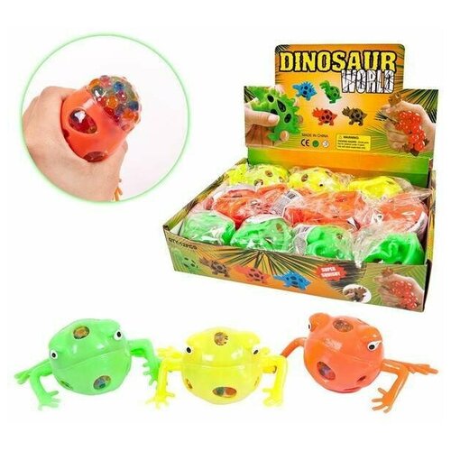 Игрушка-антистресс Dinosaur World. Лягушка с глиттером Junfa 1809-SQ096B игрушка антистресс junfa dinosaur world мялка лягушка с разноцветными шариками со световыми эффектами 12 шт в дисплее