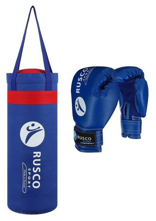 Набор боксерский Rusco sport для начинающих, мешок, перчатки, цвет синий, 4 Oz (7818667)