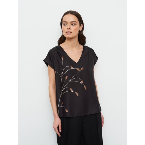 фото Футболка taifun, вискоза, трикотаж, размер 42, черный