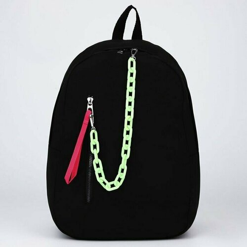 Рюкзак текстильный с карманом, черный, 45х30х15 см