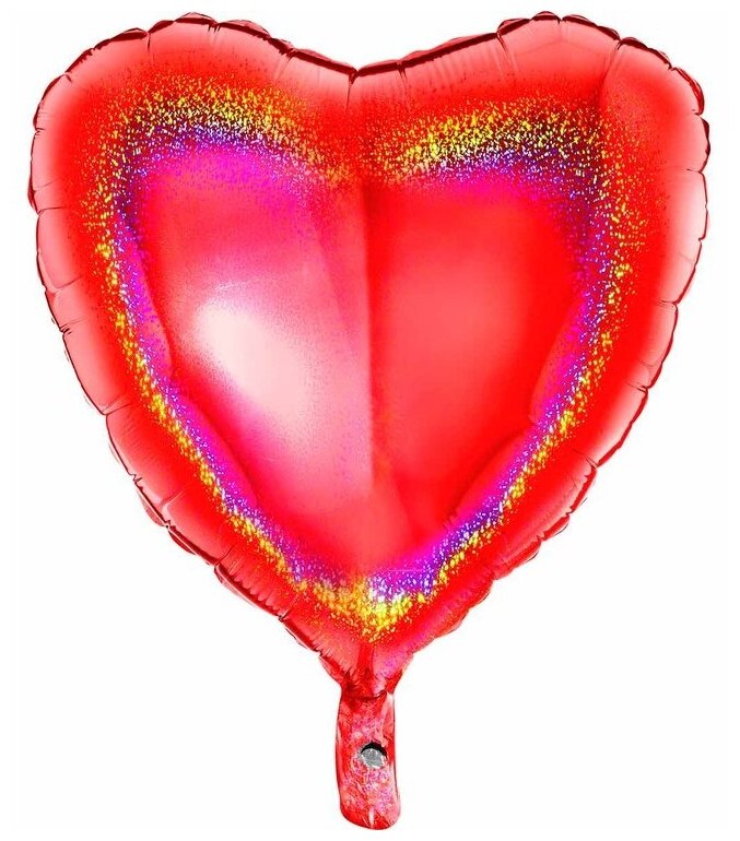 Воздушный шар фольгированный сердце голография красный, 45 см