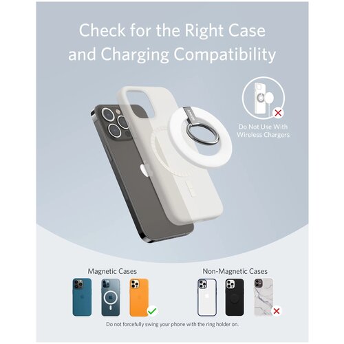 Магнитное кольцо-держатель для телефона Anker 610 Magnetic Phone Grip (MagGo) White (A25A0621)