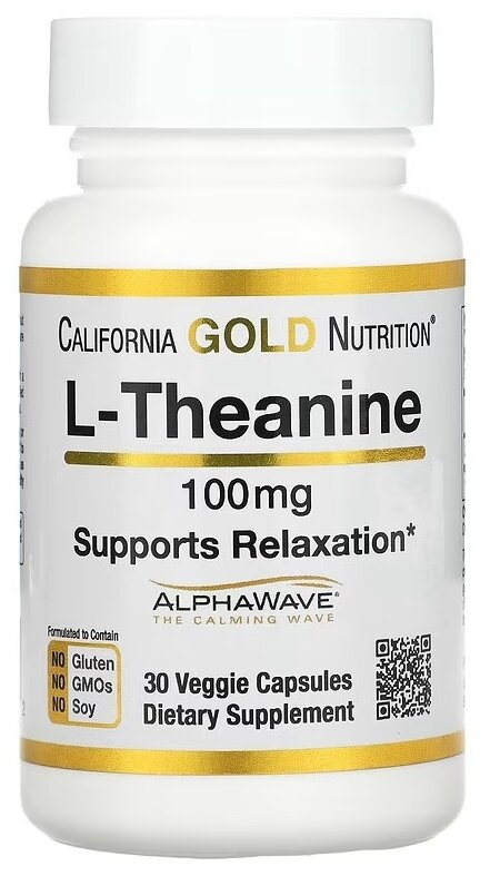 L-Theanine, AlphaWave, Supports Relaxation, Calm Focus, 100 mg, 30 Veggie Capsules