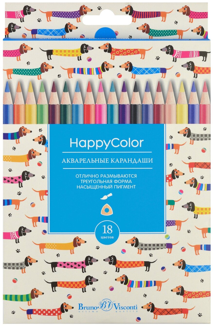 Карандаши акварельные 18 цветов "HappyColor" (30-0067) Альт - фото №4