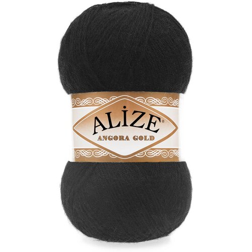 Пряжа Alize Angora Gold черный (60), 5 шт