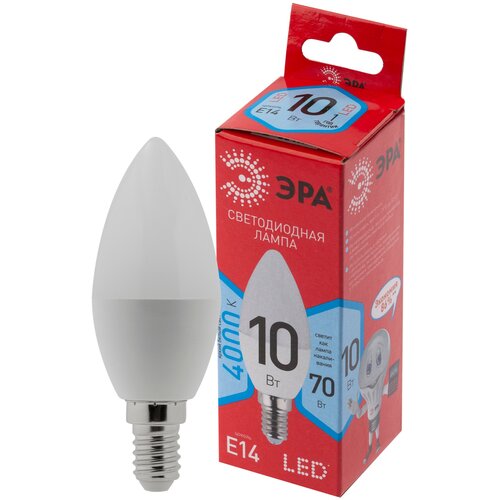 ECO LED B35-10W-840-E14 ЭРА (диод, свеча, 10Вт, нейтр, E14) (10/100/3500) Б0032963 (упаковка 10 шт)