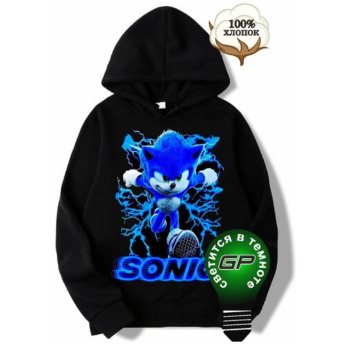 фото Glowpoint толстовка худи свитшот sonic соник для мальчиков и девочек унисекс оверсайз, размер 30/104 glow point