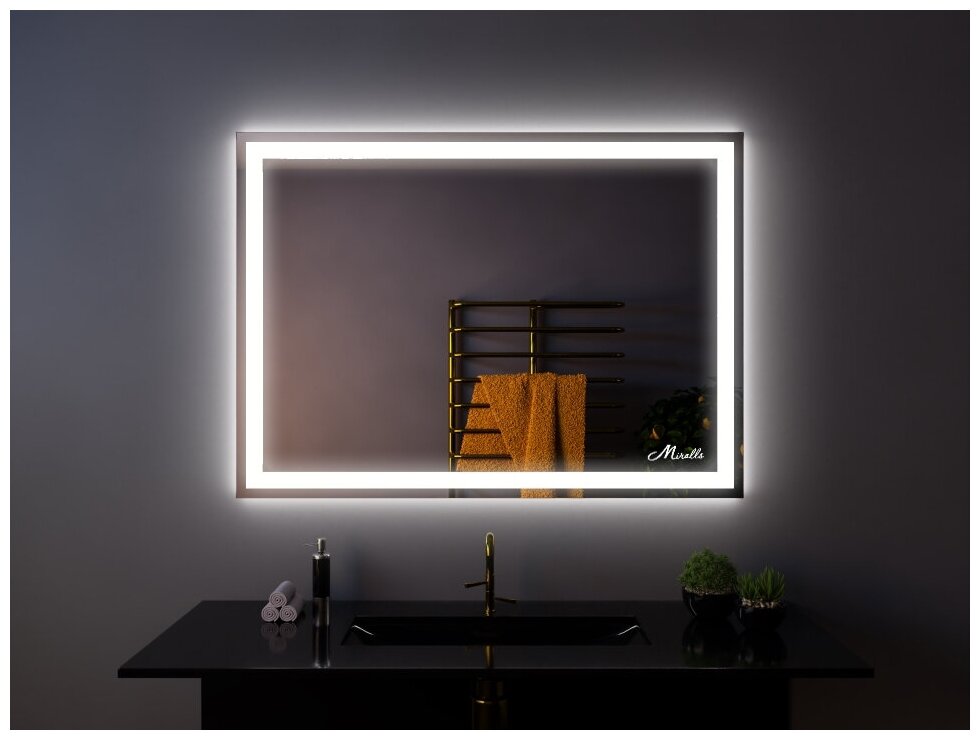 Зеркало Miralls Edging 60x90 см, прямоугольное, с подсветкой и кнопкой - фотография № 2