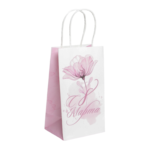 Пакет подарочный крафтовый «Цветок» 12 × 21 × 9 см