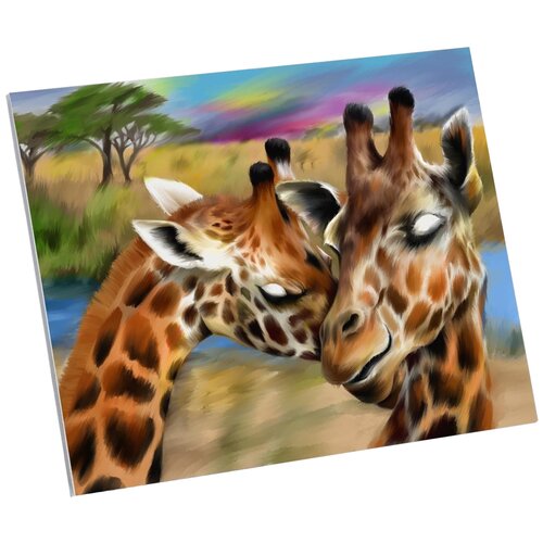 фото Картина по номерам на холсте с подрамником "жирафы. нежность" 40х50 см школа талантов